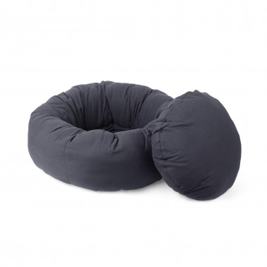 Coussin rond modulable pour chien gris anthracite